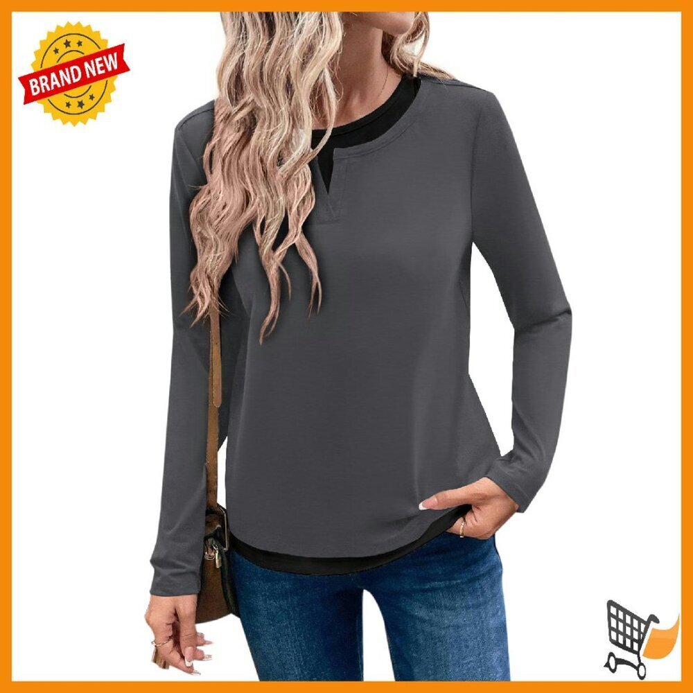 Soft Cotton Long Sleeve Crewneck T-Shirt Women's Casual Basic Top